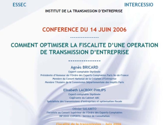 Conférence : comment optimiser la fiscalité d'une opération de transmission d'entreprise